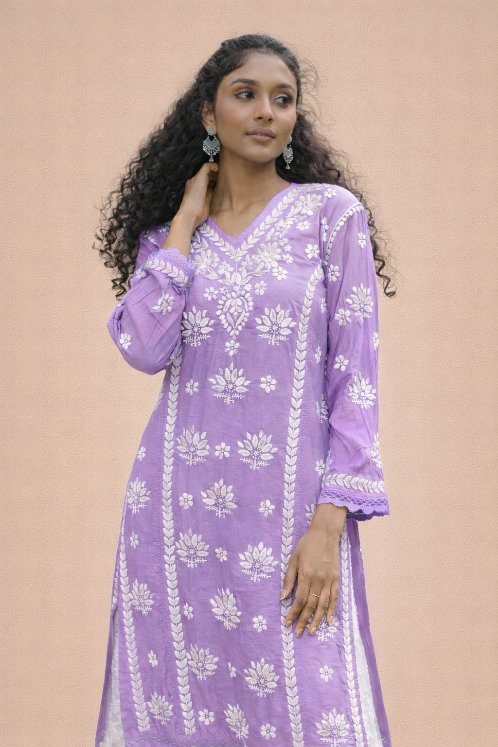 Chanderi silk 7D long kurti
