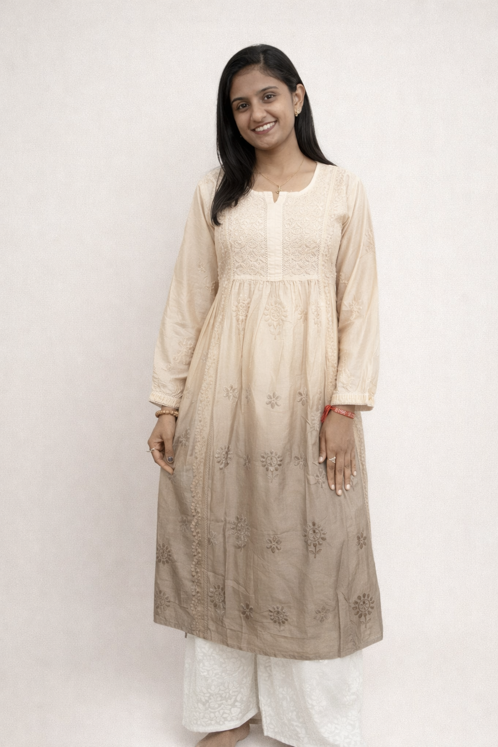 Pure chanderi silk nayra cut kurti