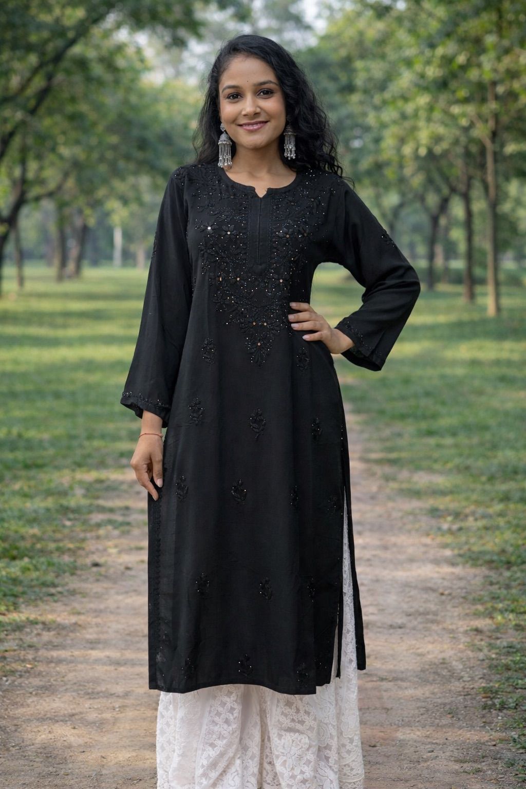 Rayon material mukesh work long kurti