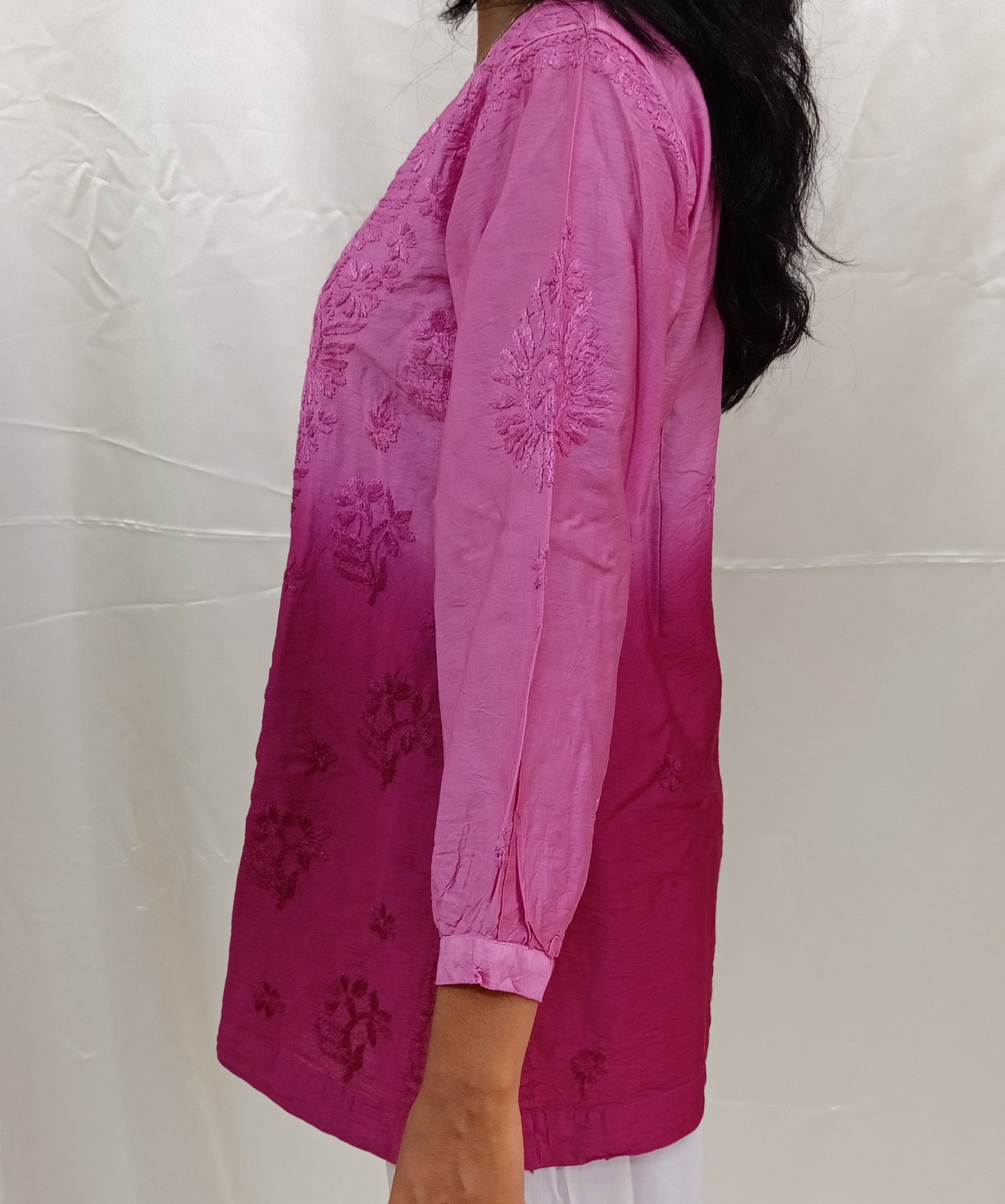 Shaded Chanderi silk material short kurti