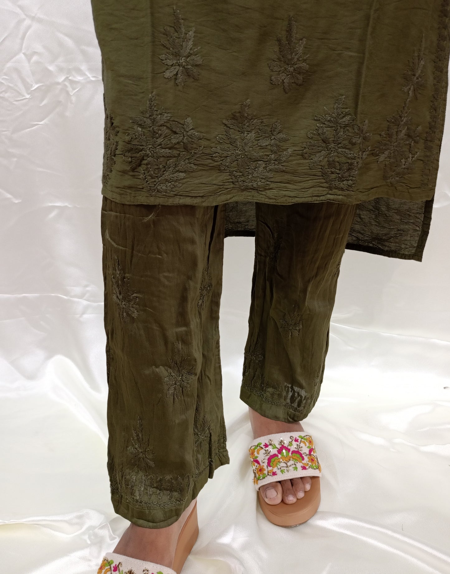 Pure chanderi silk material two piece pair