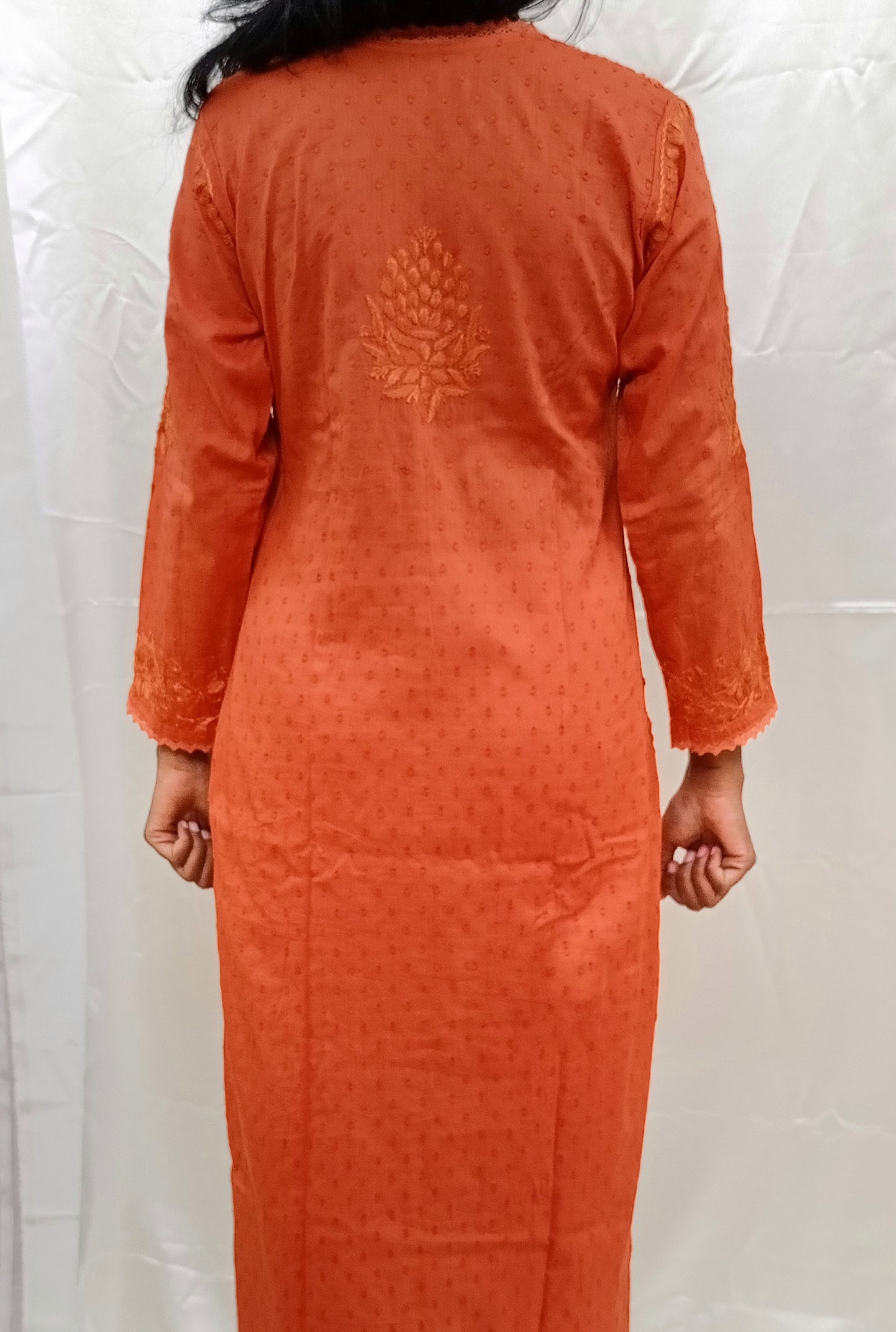 Angrakha Pattern Kurti In Mul Dobby Cotton Material