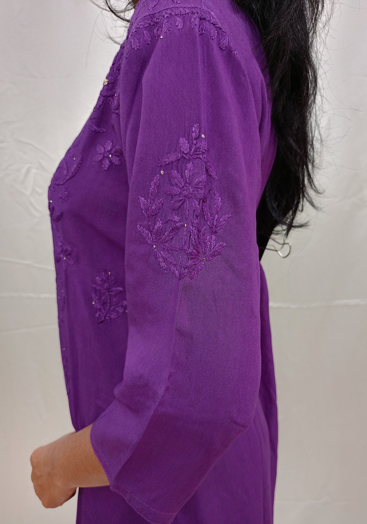 Rayon material mukesh work long kurti
