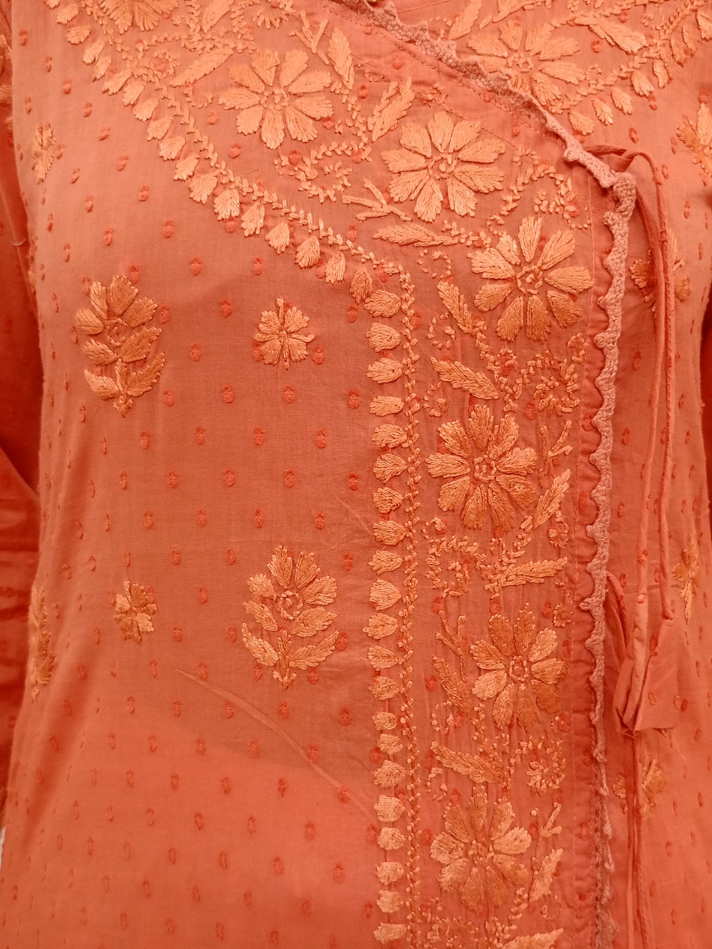 Angrakha Pattern Kurti In Mul Dobby Cotton Material