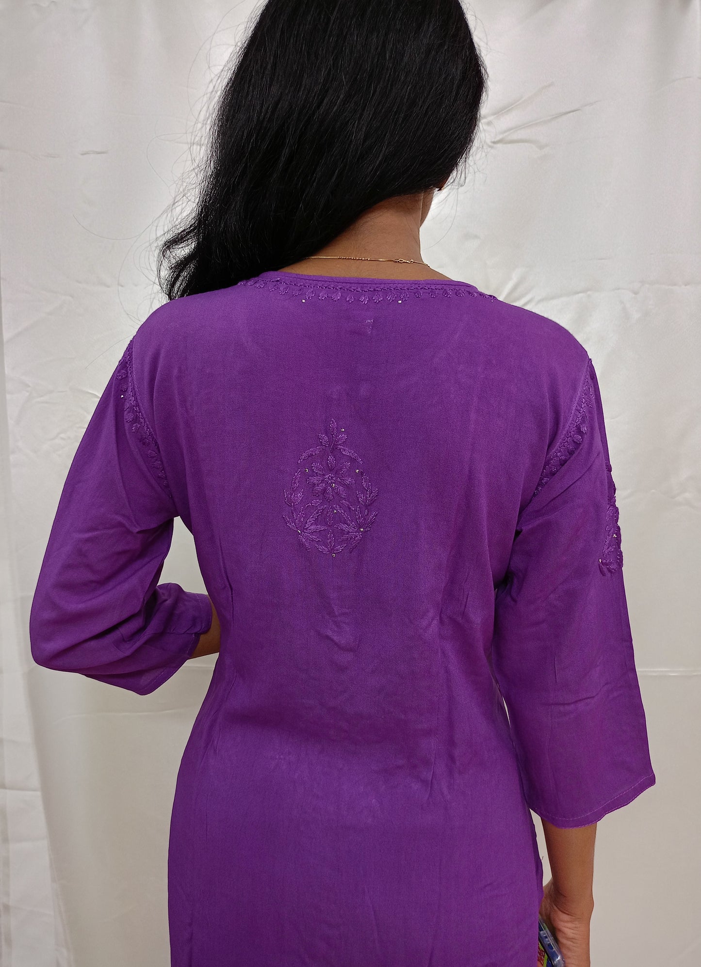 Rayon material mukesh work long kurti