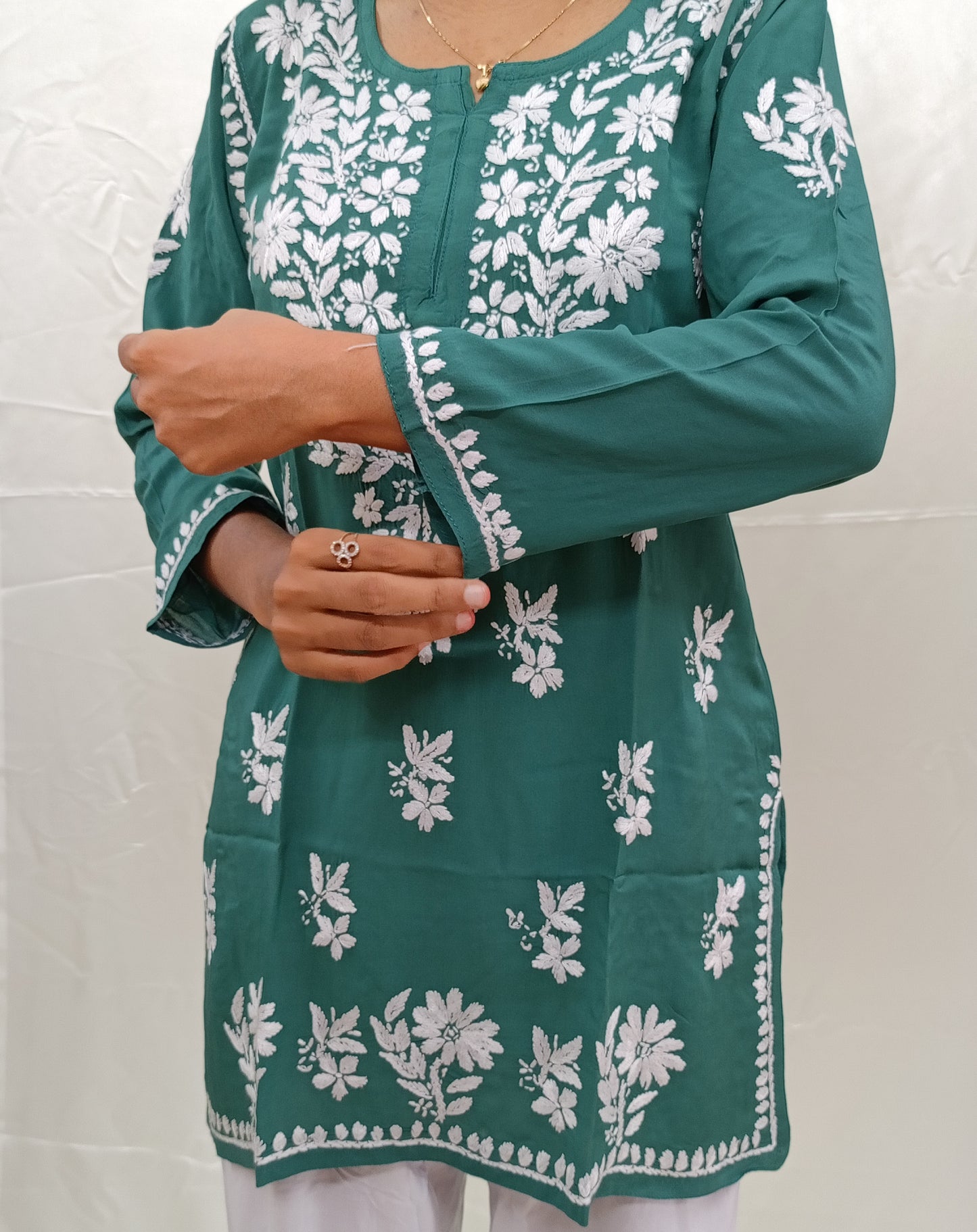 White work Short Kurti In Modal Material