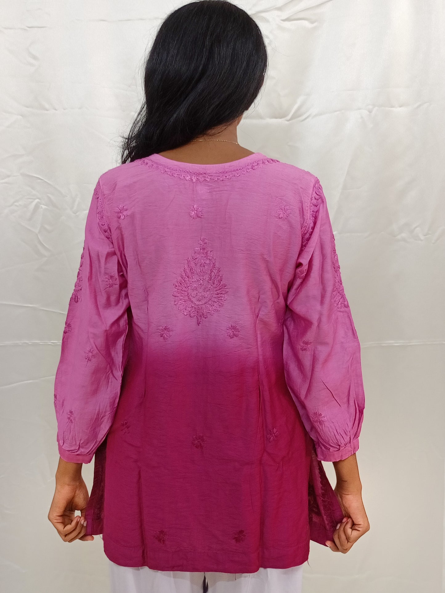 Shaded Chanderi silk material short kurti