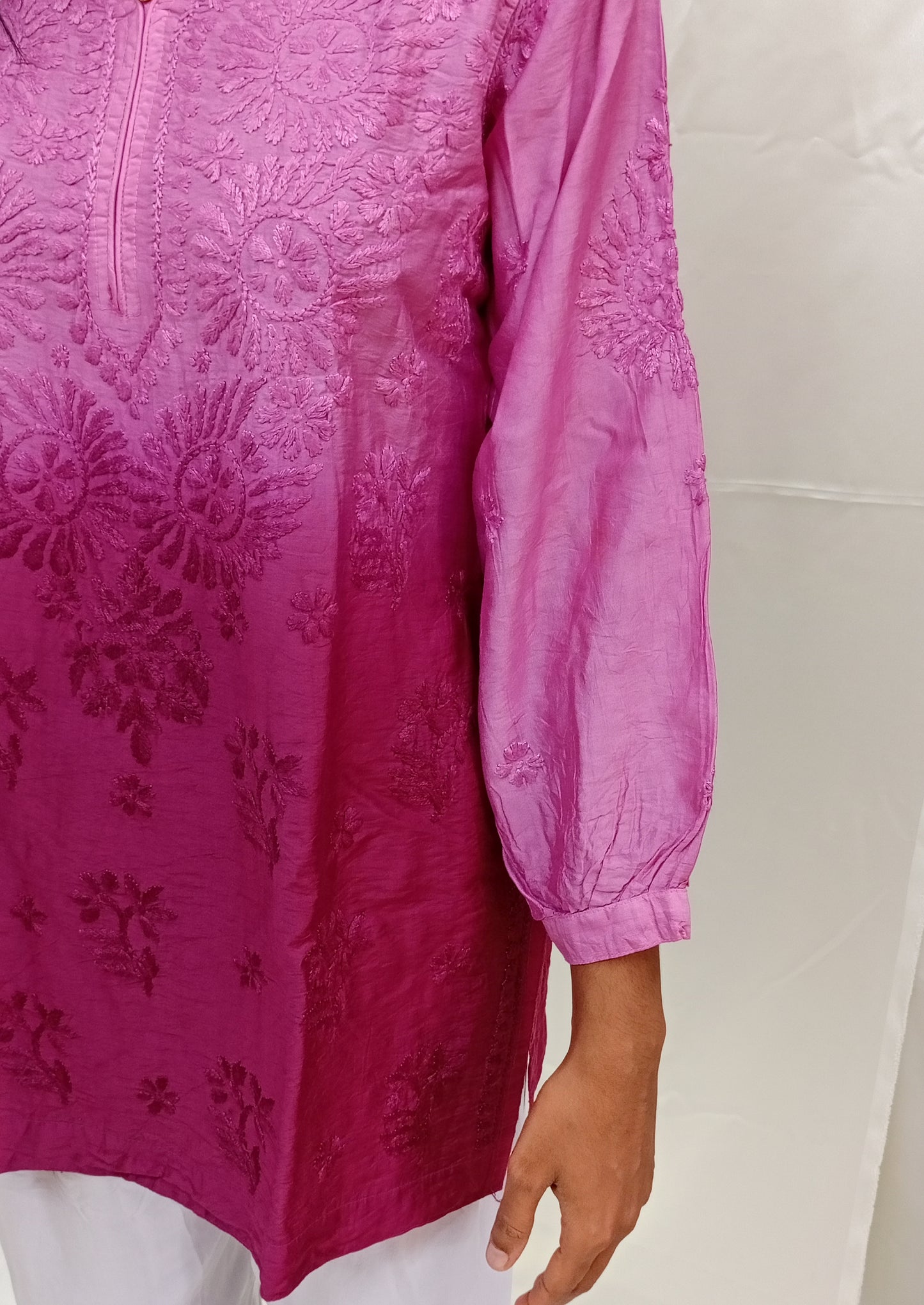 Shaded Chanderi silk material short kurti