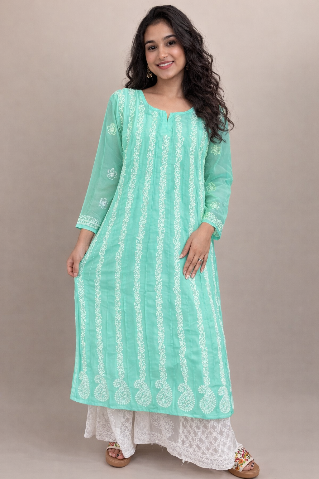 Georgette long Anarkali kurta with-liner
