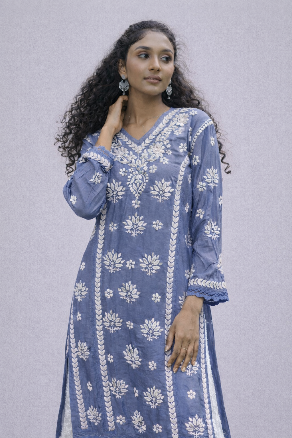 Chanderi silk 7D long kurti