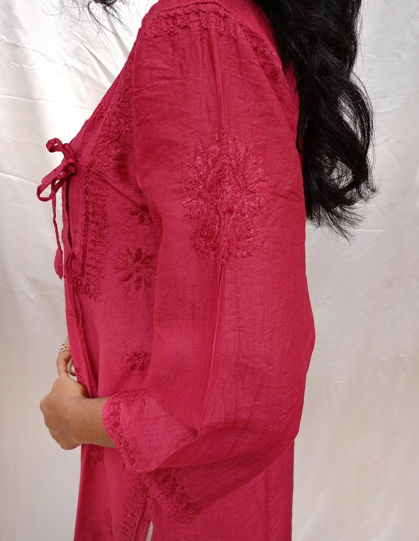 angrakha pattern kurti in chanderi silk material