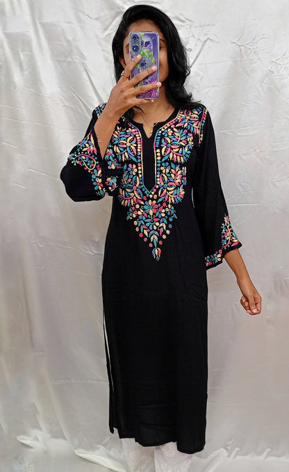 multi color black long kurti