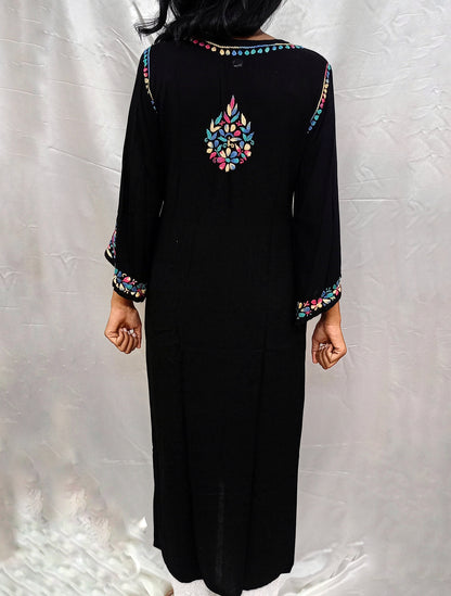 multi color black long kurti