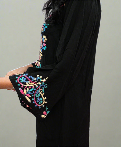 multi color black long kurti