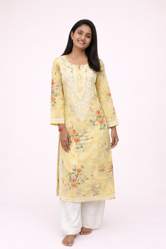 Cotton printed long kurta