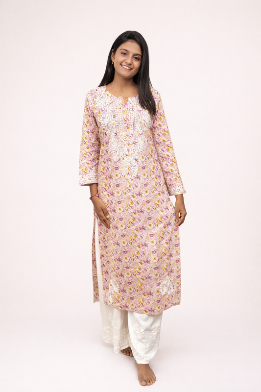 Cotton printed long kurta