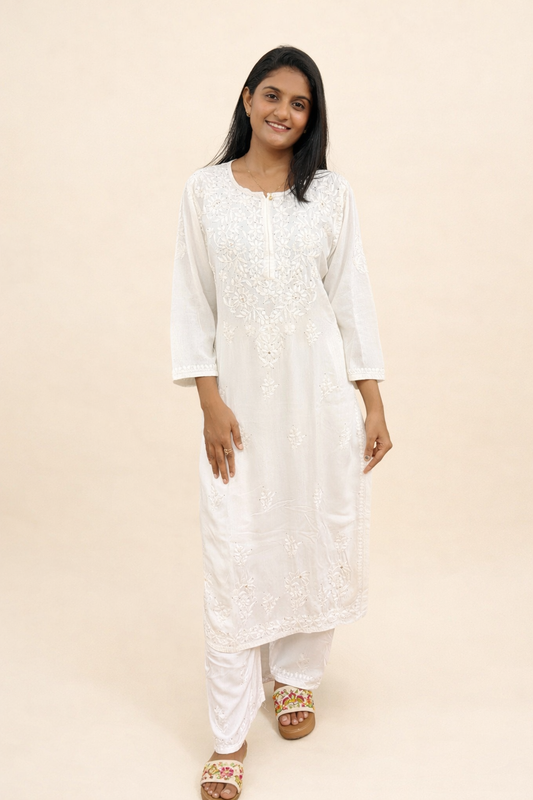 Mukaish work rayon cotton kurti