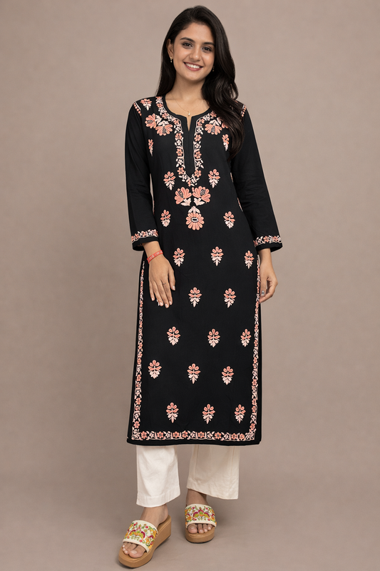 Black Multi colour modal long kurta