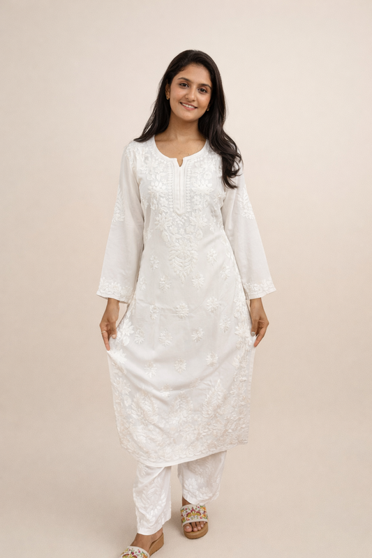 Rayon cotton white colour pair