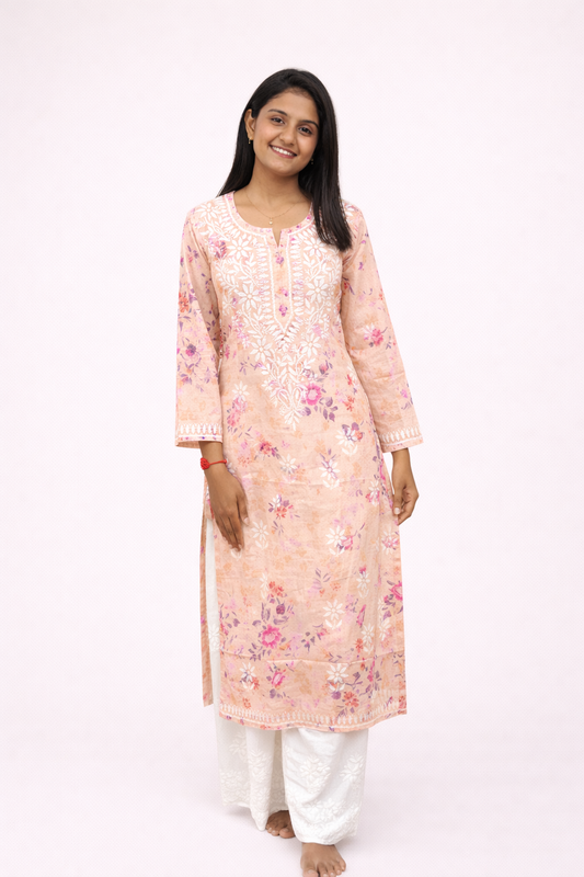 Cotton printed long kurta