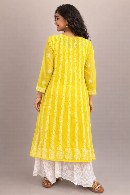 Georgette long Anarkali kurta with-liner