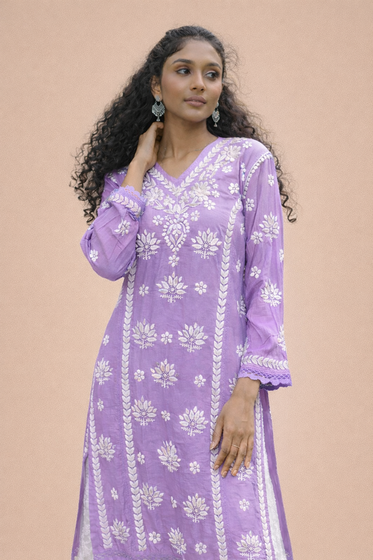 Chanderi silk 7D long kurti
