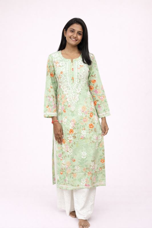 Cotton printed long kurta