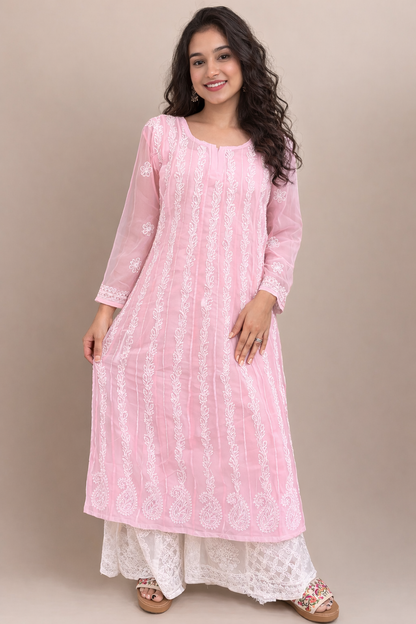 Georgette long Anarkali kurta with-liner
