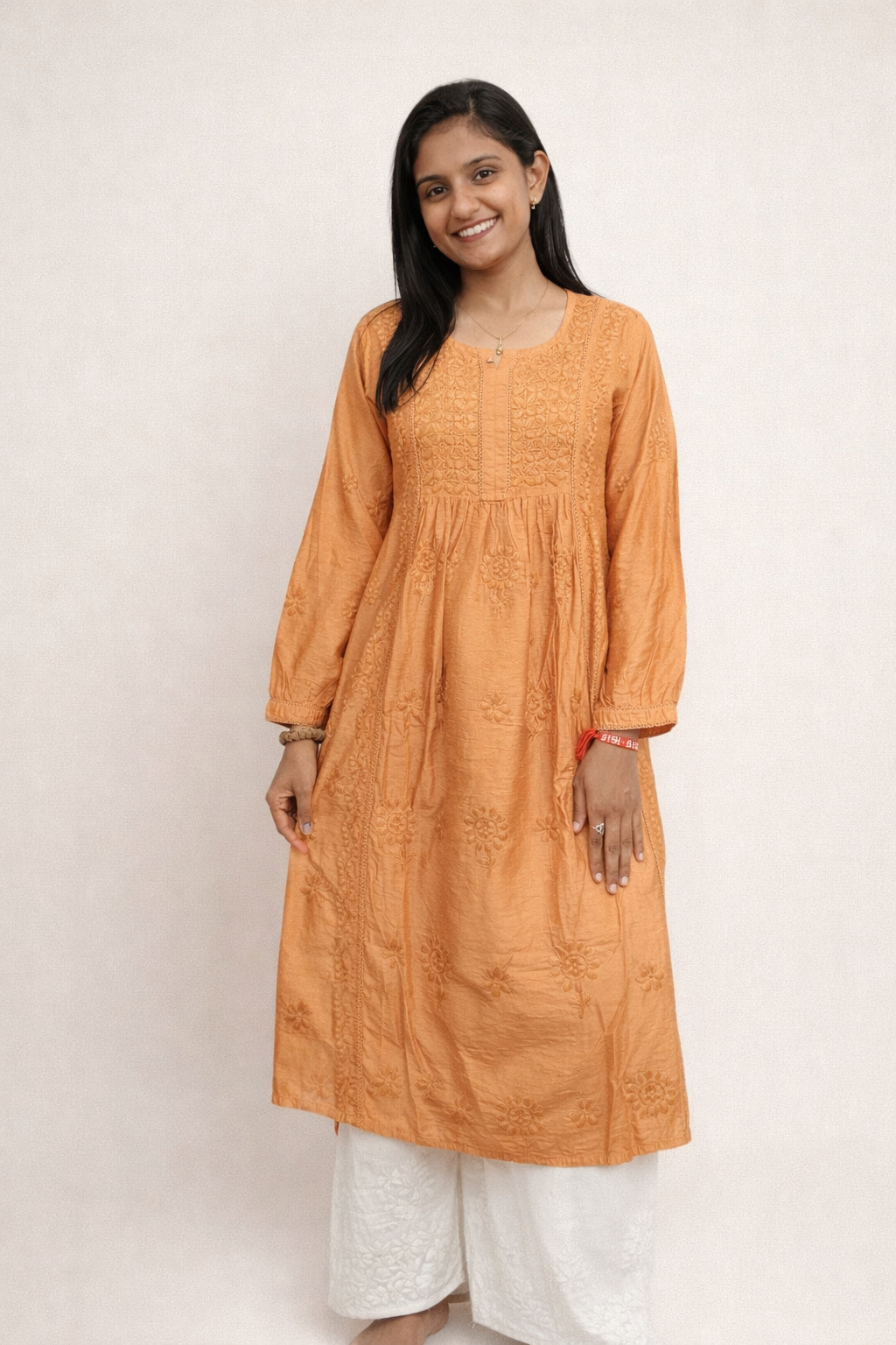 Pure chanderi silk nayra cut kurti