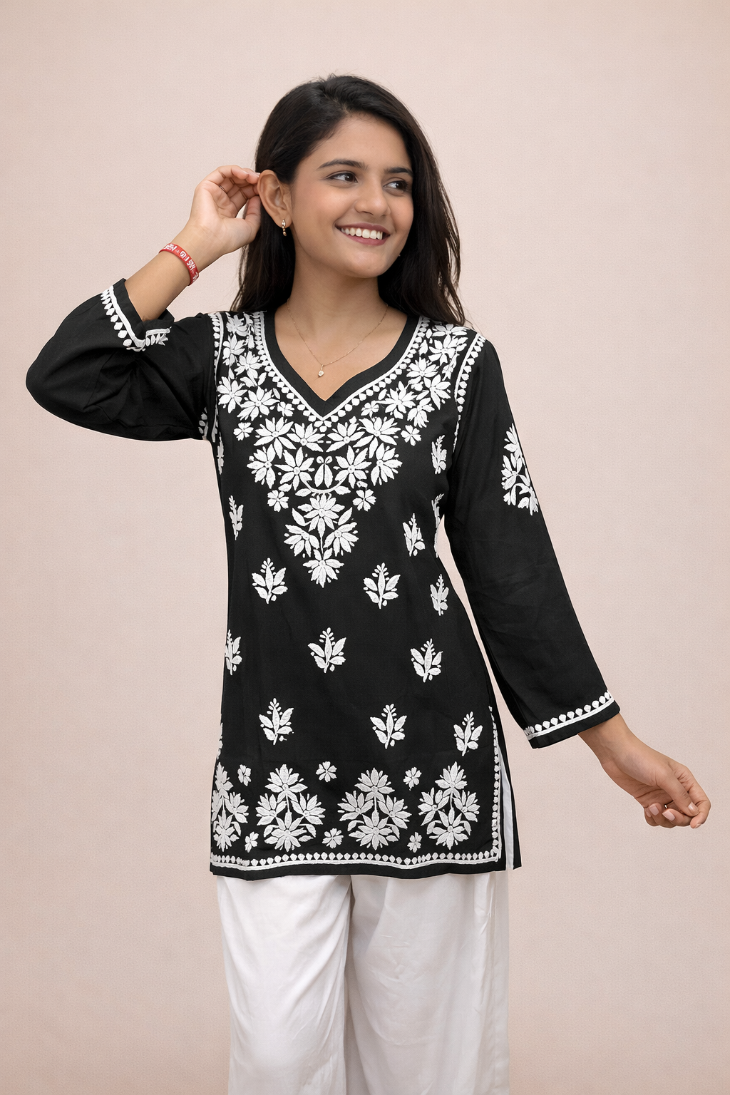 V neck modal short kurti