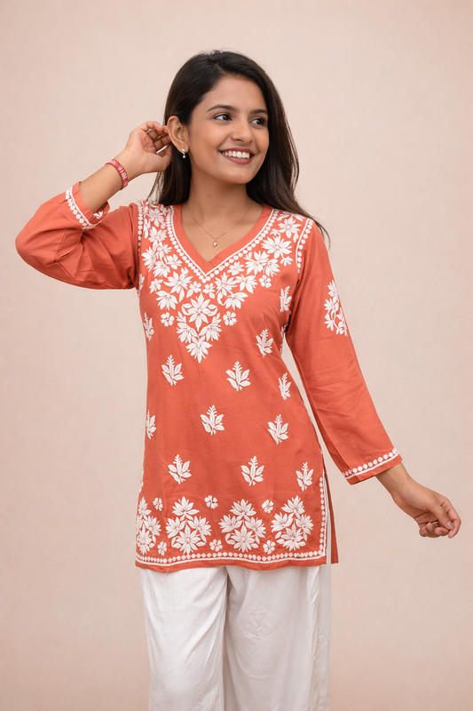 V neck modal short kurti