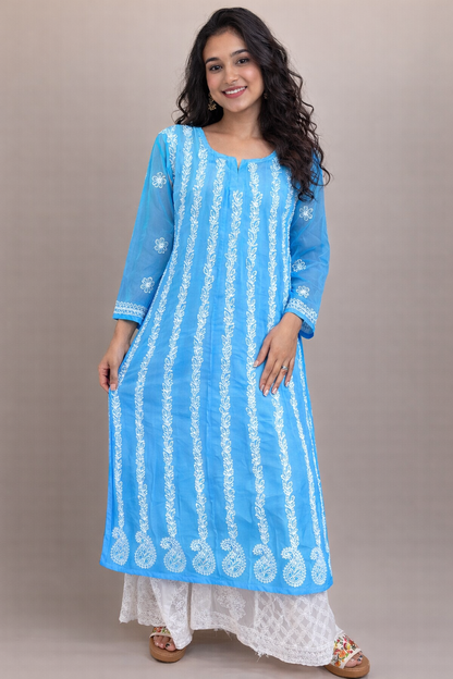 Georgette long Anarkali kurta with-liner