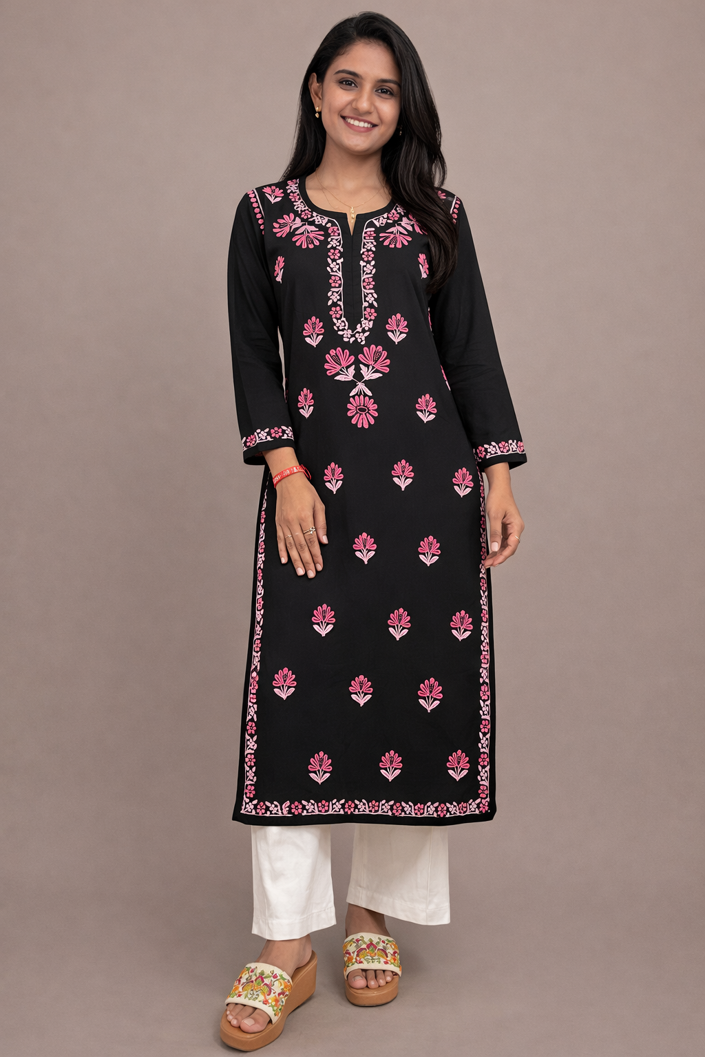 Black Multi colour modal long kurta