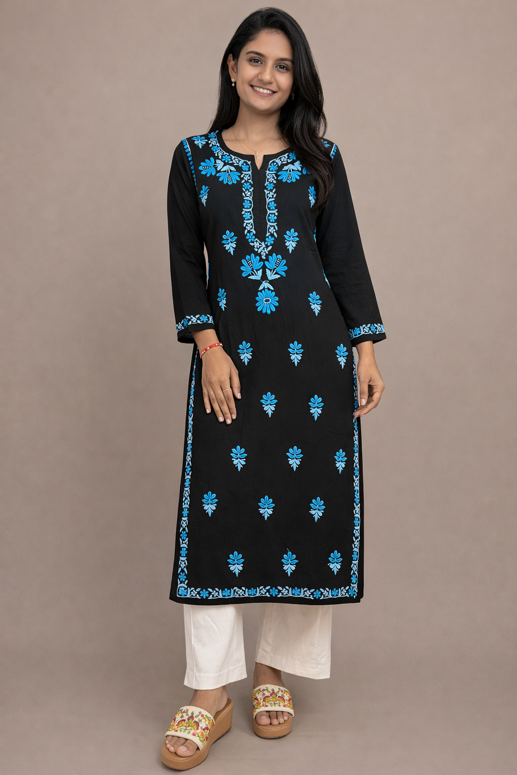Black Multi colour modal long kurta