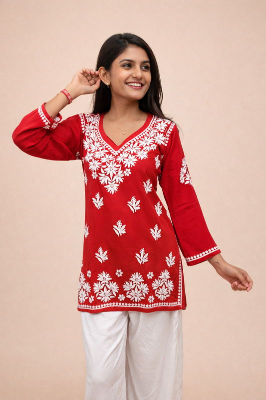 V neck modal short kurti