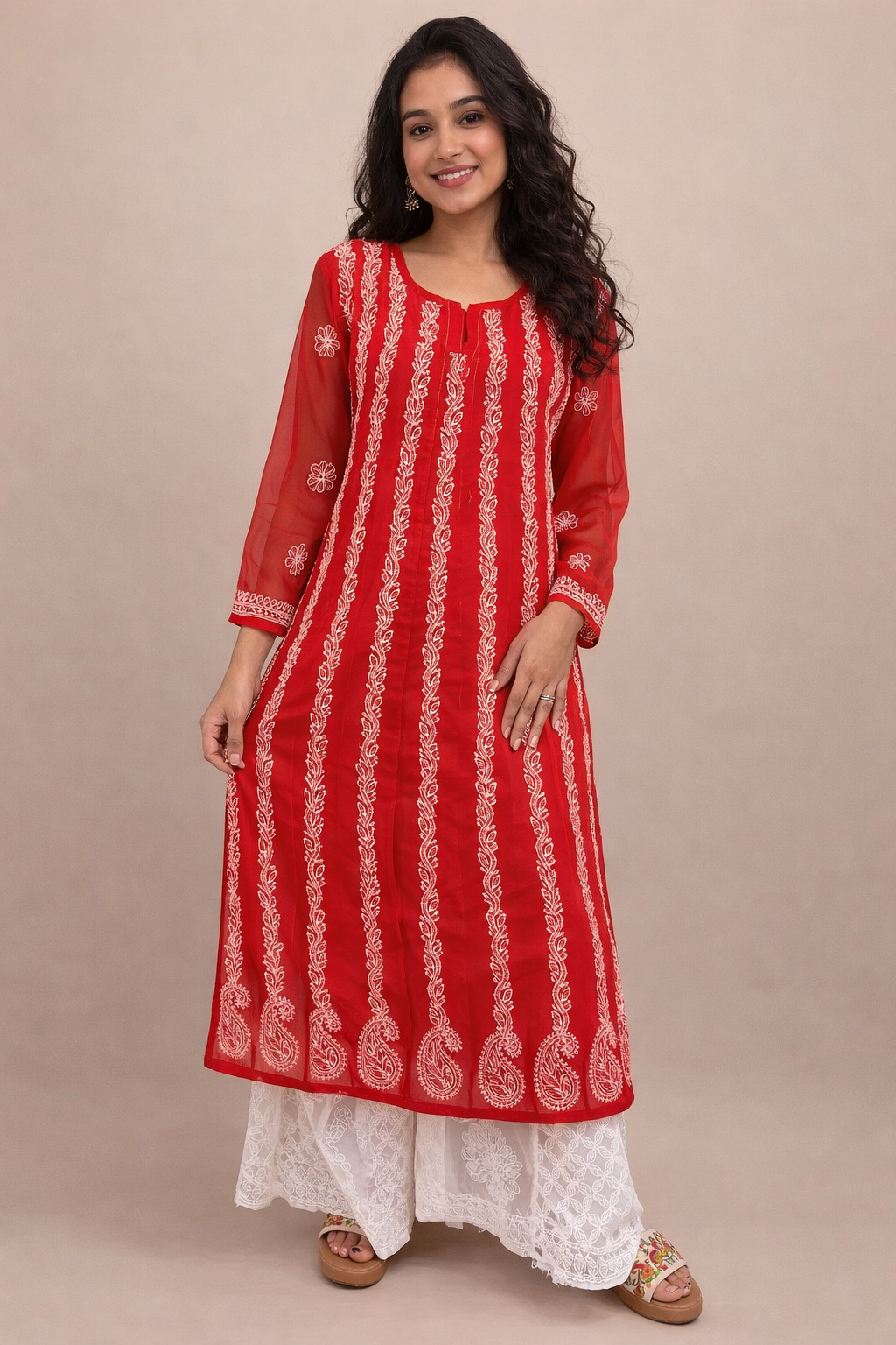 Georgette long Anarkali kurta with-liner
