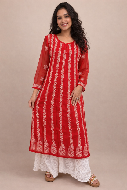 Georgette long Anarkali kurta with-liner