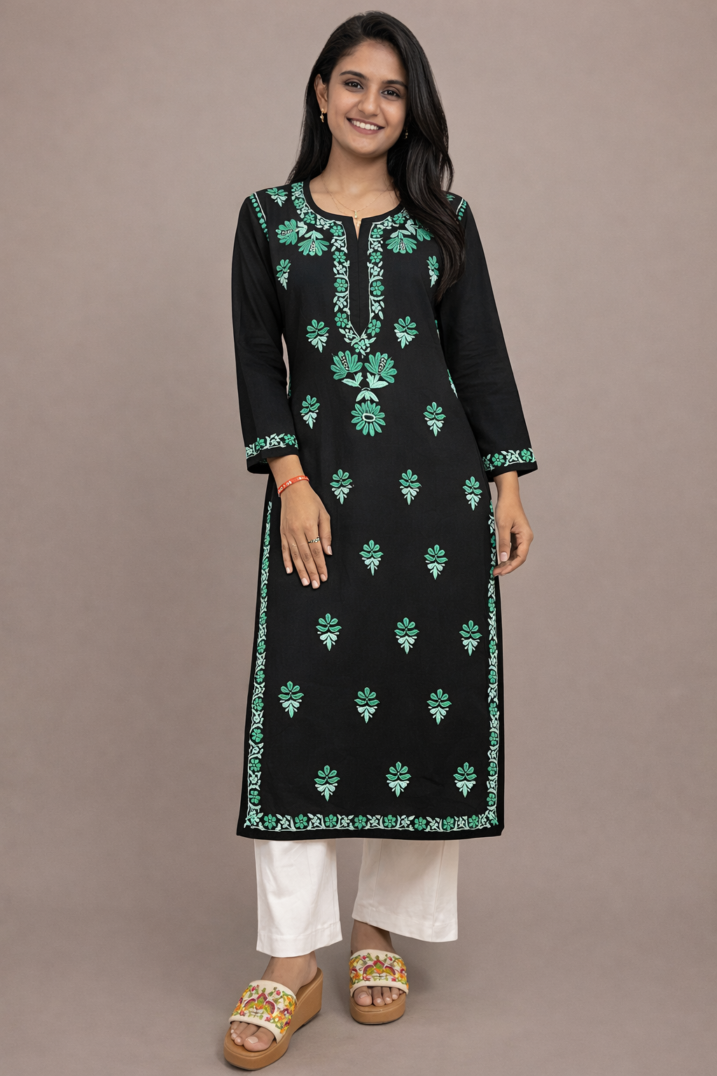 Black Multi colour modal long kurta
