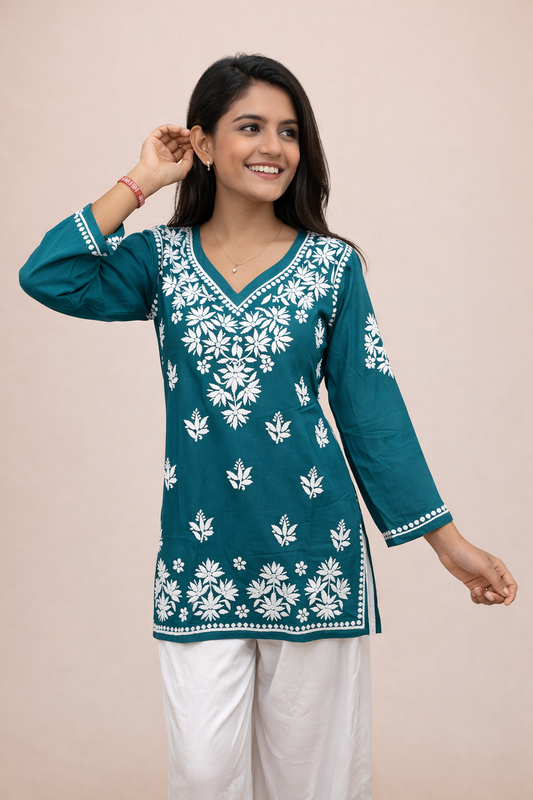 V neck modal short kurti