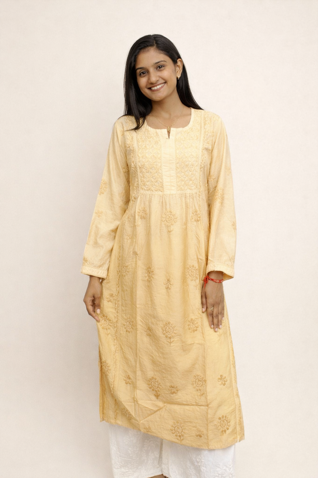 Pure chanderi silk nayra cut kurti