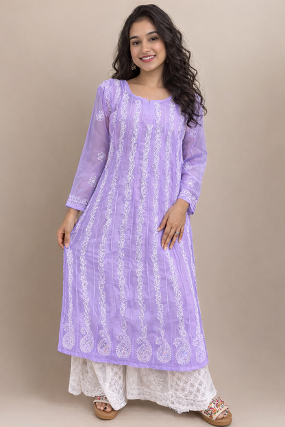 Georgette long Anarkali kurta with-liner