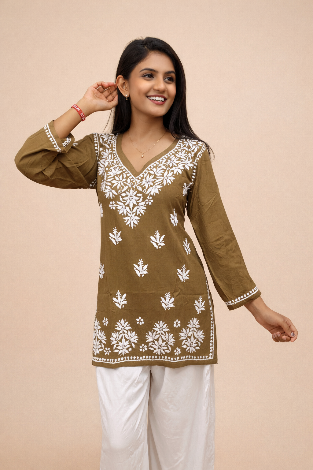 V neck modal short kurti