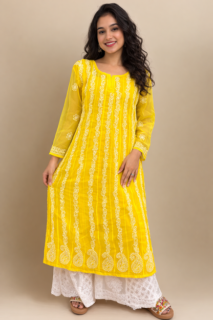 Georgette long Anarkali kurta with-liner