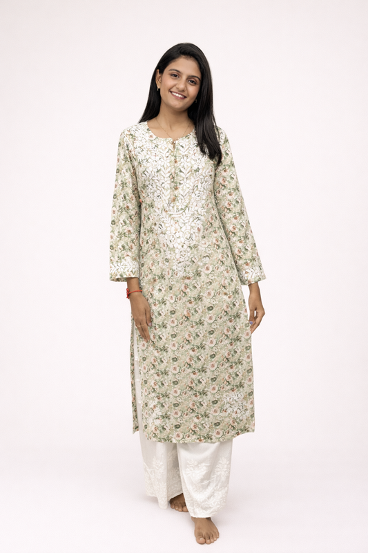 Cotton printed long kurta