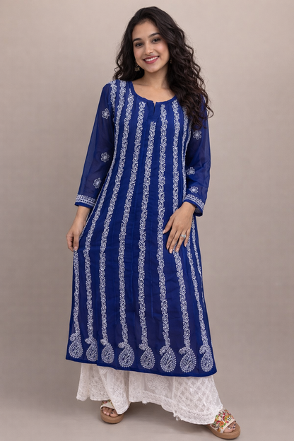 Georgette long Anarkali kurta with-liner