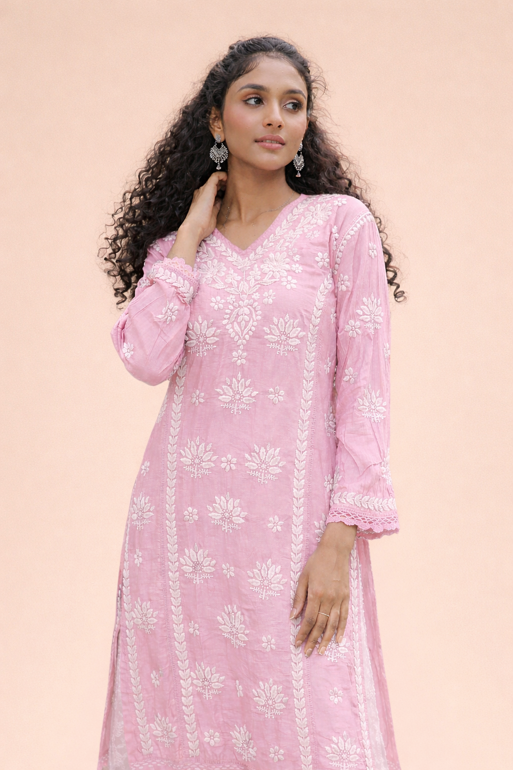 Chanderi silk 7D long kurti