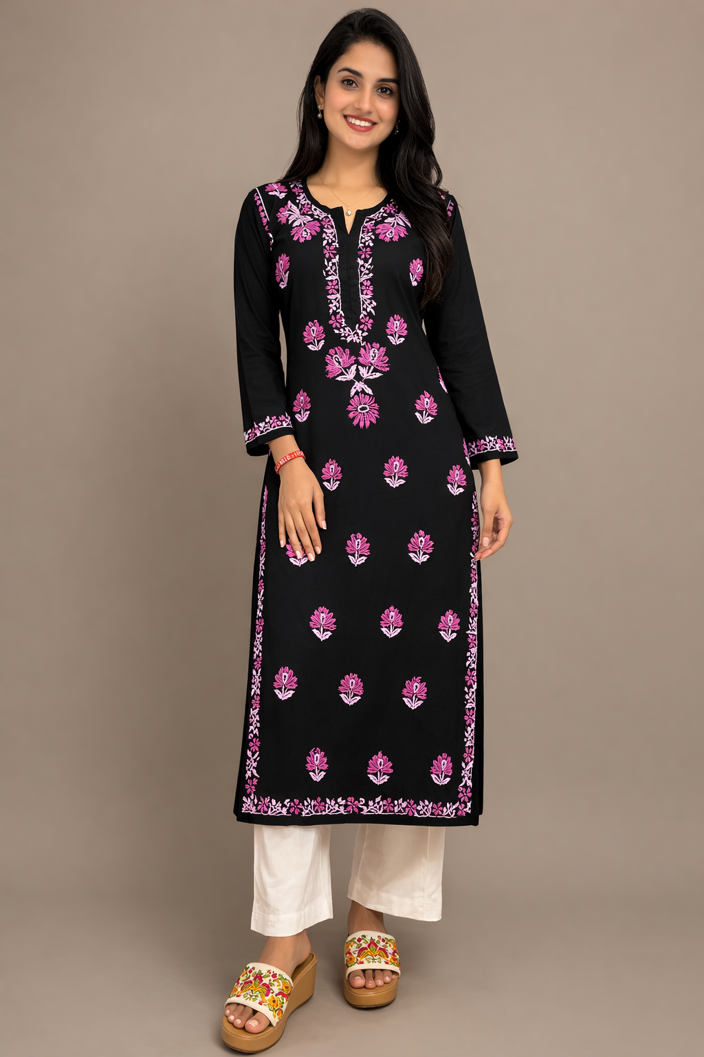 Black Multi colour modal long kurta