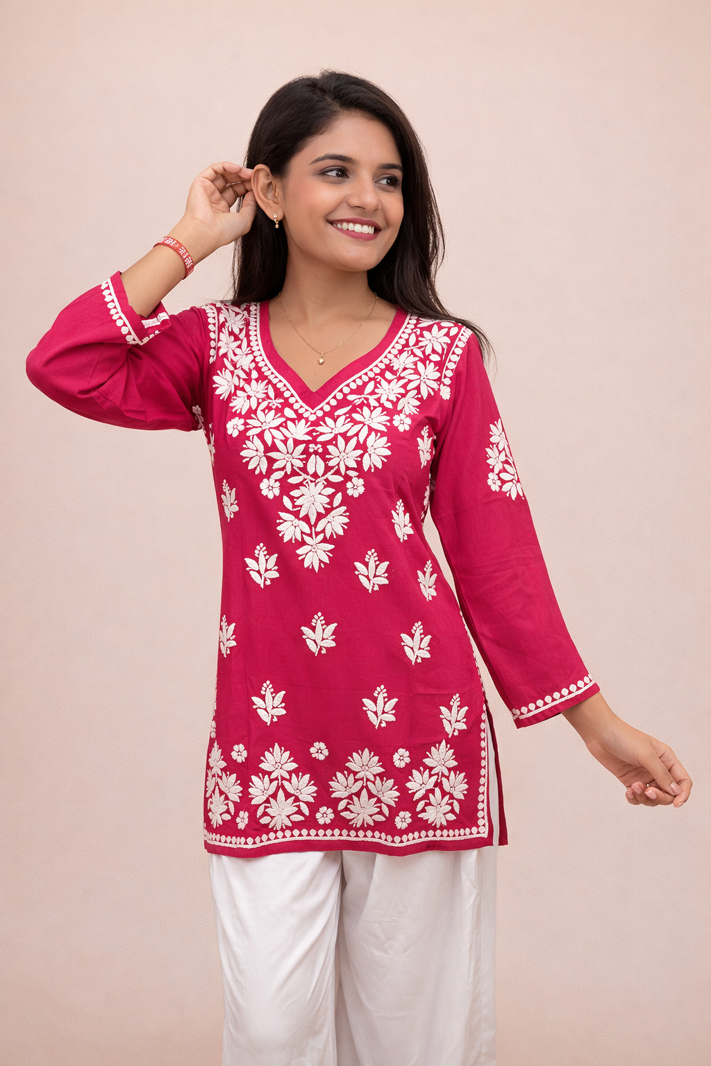 V neck modal short kurti