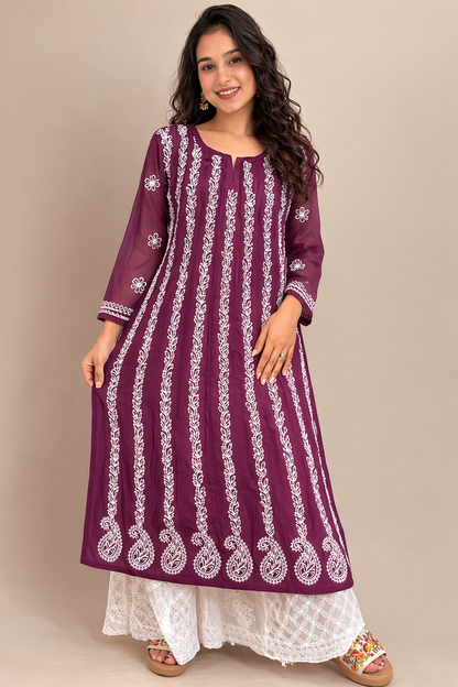 Georgette long Anarkali kurta with-liner