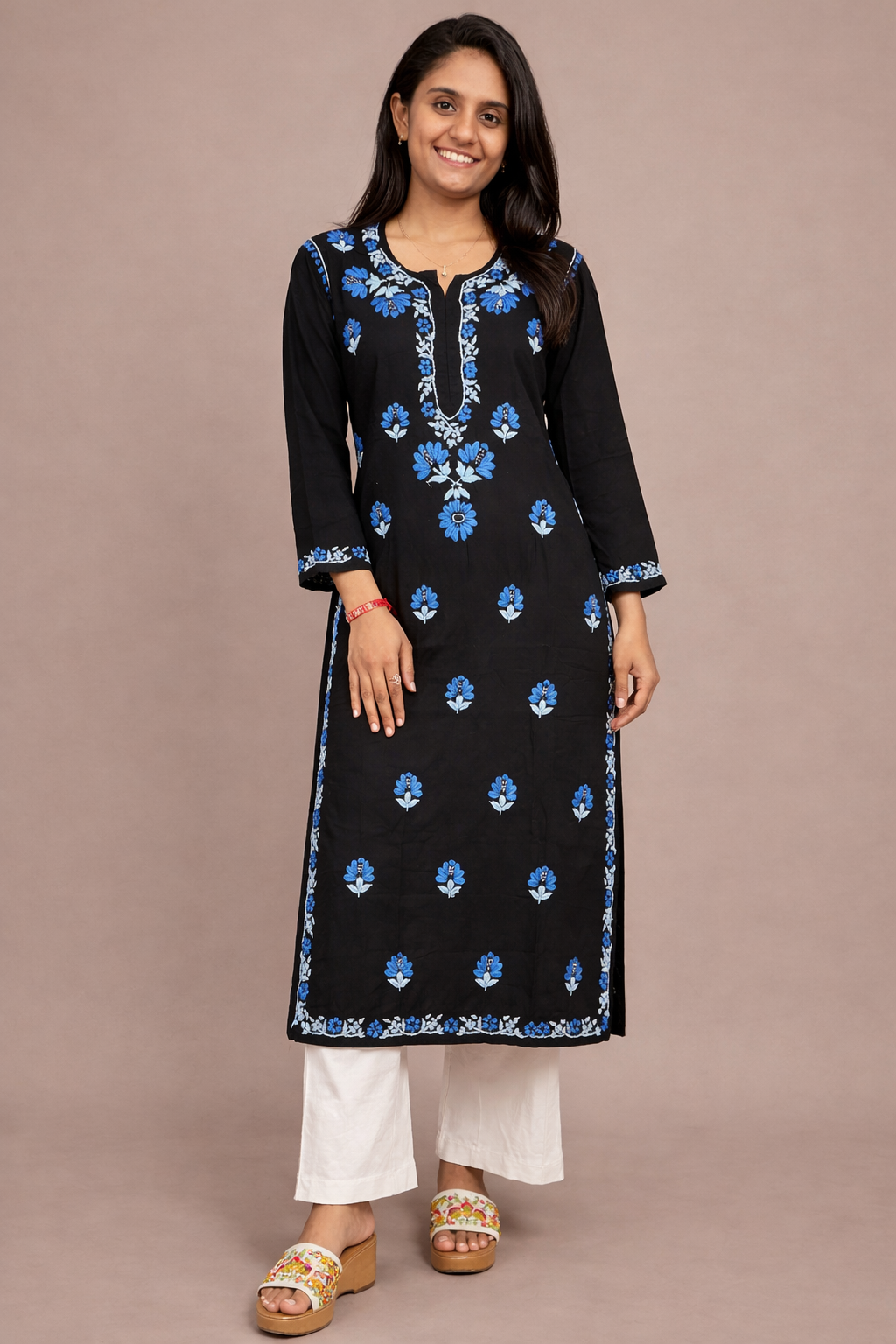 Black Multi colour modal long kurta
